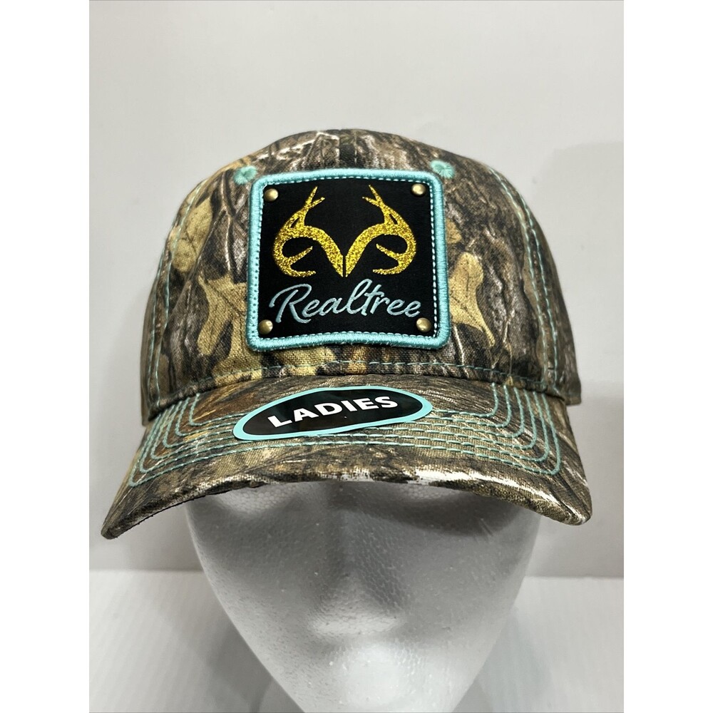 New Realtree Ladies Camo Blue Real Tree Adjustable Baseball Hat With Tags